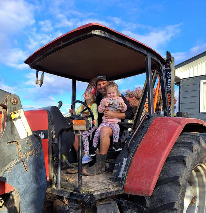 Family in tractor